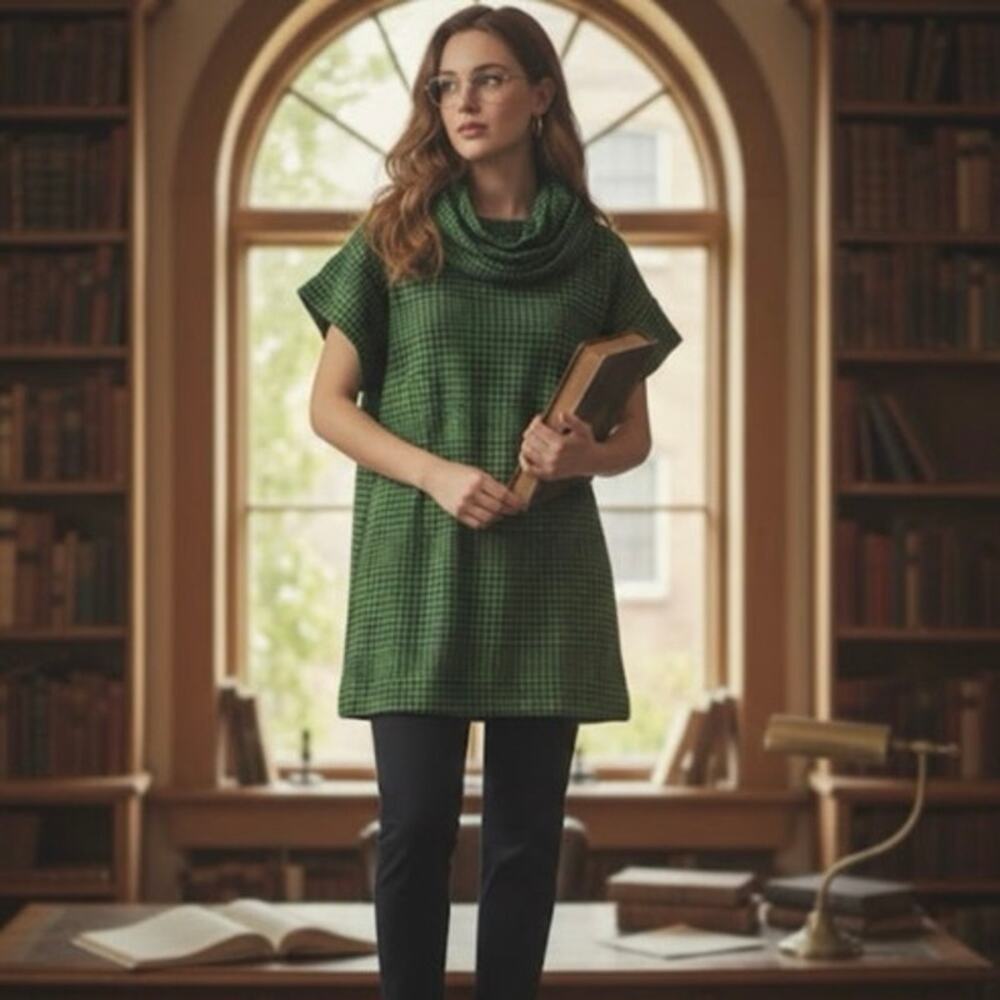 NWT Bryn Walker xxs‎ green plaid Branson tunic academia old money quiet luxury